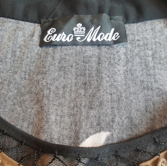 Vintage sepia floral midi dress sequined neck halter, M - Picture 5 of 6